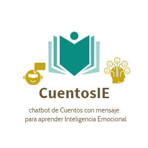 CuentosIE: chatbot de Cuentos con mensaje para aprender Inteligencia Emocional. Logotipo hecho con DesignEvo